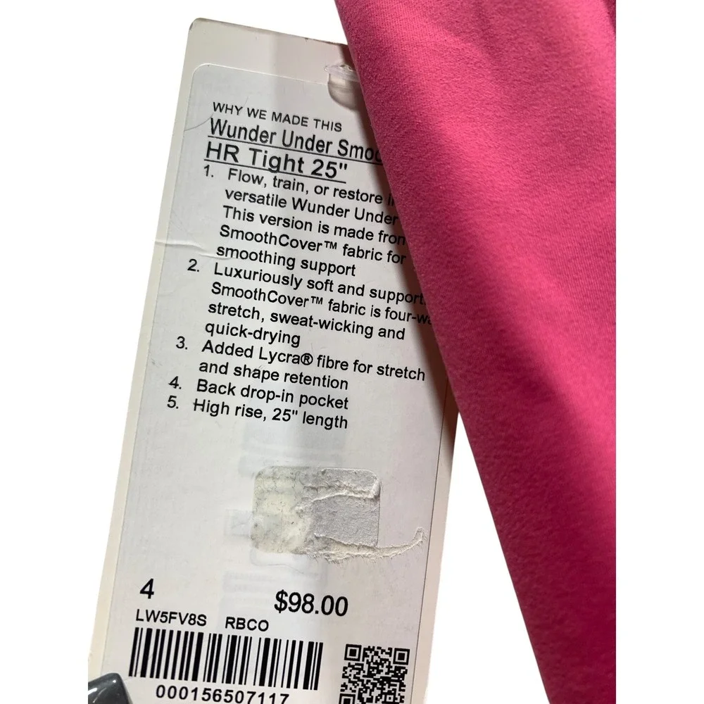 Lululemon Wunder Under SmoothCover HR‎ Tight 25 Rose Blush Pink LW5FV8S Size 4